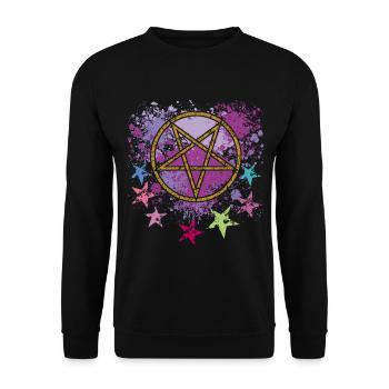 Pentagramme avec étoiles - Sweat-shirt Unisexe - noir - Devant - Alina (178cm) & Michal (187cm)
