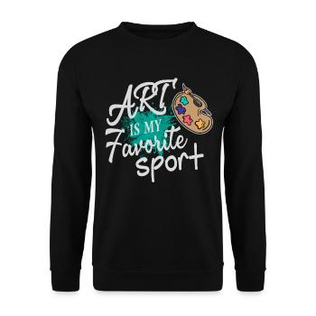 Kunst ist mein Lieblingssport Farbspritzer - Unisex Pullover - Schwarz - Vorne - Alina (178cm) & Michal (187cm)
