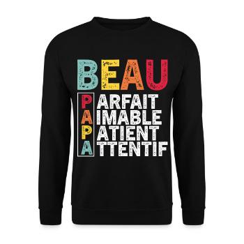 Father's Day Step-Dad 2024 Gift - Unisex Sweatshirt - black - Front - Alina (178cm) & Michal (187cm)