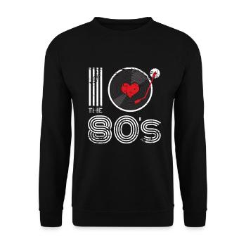 Vinyl oldschool gift - Unisex Sweatshirt - black - Front - Alina (178cm) & Michal (187cm)