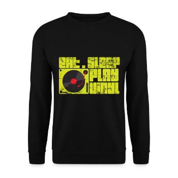 Plattenspieler Vinyl Geschenk - Unisex Pullover - Schwarz - Vorne - Alina (178cm) & Michal (187cm)