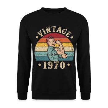 50e anniversaire 50 ans femmes femmes 1970 rétro - Sweat-shirt Unisexe - noir - Devant - Alina (178cm) & Michal (187cm)