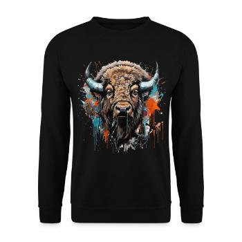 König der Prärie - Street Art - Unisex Pullover - Schwarz - Vorne - Alina (178cm) & Michal (187cm)