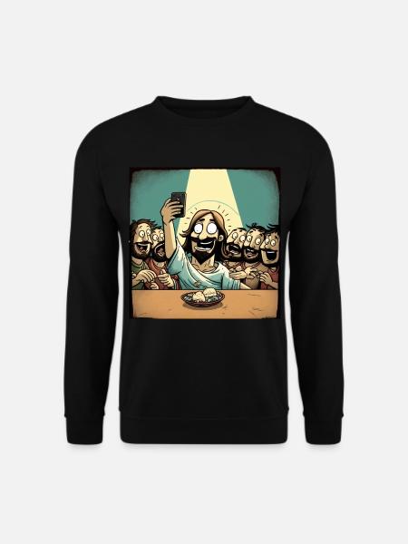 Jesus macht ein Selfie während des letzten Abendmahls - Unisex Pullover - Schwarz