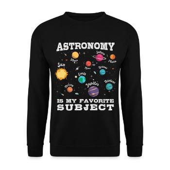 Astronomie ist mein Lieblingsthema, Sonnensystem - Unisex Pullover - Schwarz - Vorne - Alina (178cm) & Michal (187cm)