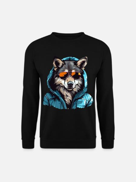 Gray wolf in street style | Wolf lovers - Unisex Sweatshirt - black