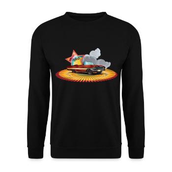 Stylish Oldtimer - Unisex Pullover - Schwarz - Vorne - Alina (178cm) & Michal (187cm)