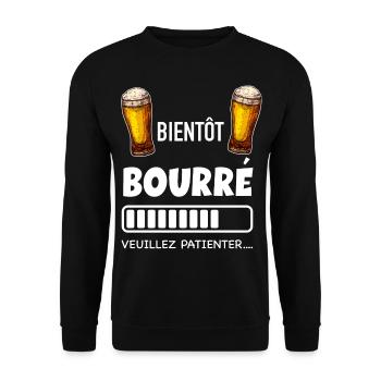 Bientôt bourré..idée cadeau papa apéro - Sweat-shirt Unisexe - noir - Devant - Alina (178cm) & Michal (187cm)