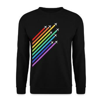 Rainbow LGBT Aviator Airplane Pilot - Unisex Sweatshirt - black - Front - Alina (178cm) & Michal (187cm)