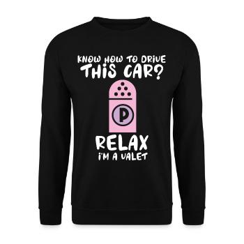 Savez-vous comment conduire cette voiture détendue? Je - Sweat-shirt Unisexe - noir - Devant - Alina (178cm) & Michal (187cm)