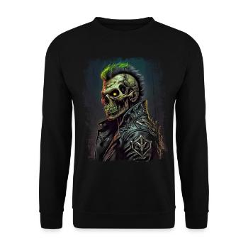 Horror Punk Zombie Skull - Unisex Pullover - Schwarz - Vorne - Alina (178cm) & Michal (187cm)