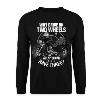 Dreirädriges Motorrad Trike Triker Trikes Geschenk - Unisex Pullover - Schwarz - Vorne - Alina (178cm) & Michal (187cm)