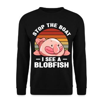 Blobfisch | Fische Aquaristik Blobfische Geschenke - Unisex Pullover - Schwarz - Vorne - Alina (178cm) & Michal (187cm)
