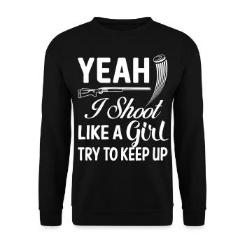 Trapschütze - Unisex Pullover - Schwarz - Vorne - Alina (178cm) & Michal (187cm)