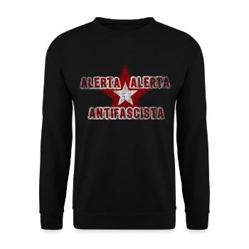 Slogan Stern Antifa - Unisex Sweatshirt - black - Front - Alina (178cm) & Michal (187cm)