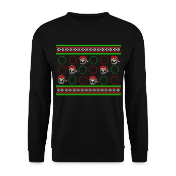 ugly christmas Sweater Shirt Totenkopf - Unisex Pullover - Schwarz - Vorne - Alina (178cm) & Michal (187cm)
