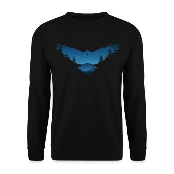 Raben Krähen Vogel Design - Unisex Pullover - Schwarz - Vorne - Alina (178cm) & Michal (187cm)