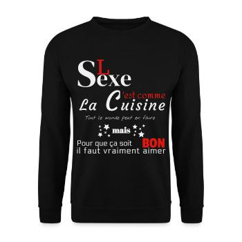Le Sexe c'est comme la cuisine! - Sweat-shirt Unisexe - noir - Devant - Alina (178cm) & Michal (187cm)