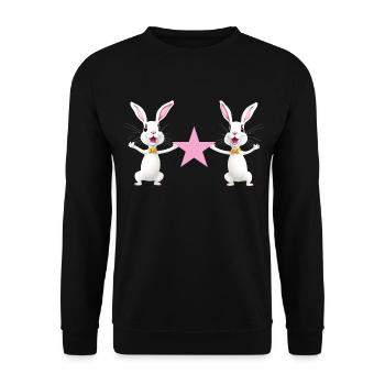 Deux lièvres gardent le rose étoilé - Sweat-shirt Unisexe - noir - Devant - Alina (178cm) & Michal (187cm)