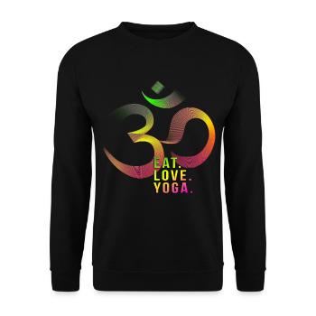 Eat. Je t’aime. Yoga. - Sweat-shirt Unisexe - noir - Devant - Alina (178cm) & Michal (187cm)