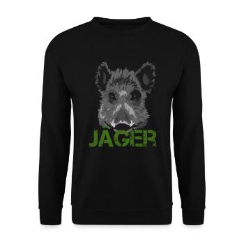 Chasseur sanglier chasse idée cadeau - Sweat-shirt Unisexe - noir - Devant - Alina (178cm) & Michal (187cm)