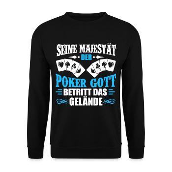 POKER GOTT / KARTEN / GAMBLE / HOBBY - Unisex Pullover - Schwarz - Vorne - Alina (178cm) & Michal (187cm)