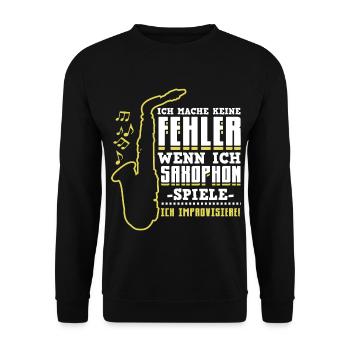 Ich spiele Saxophon - Saxophonspieler Musik Chor - Unisex Pullover - Schwarz - Vorne - Alina (178cm) & Michal (187cm)