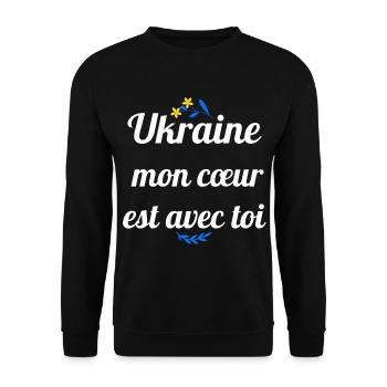 Ukraine mon coeur est avec toi - Sweat-shirt Unisexe - noir - Devant - Alina (178cm) & Michal (187cm)