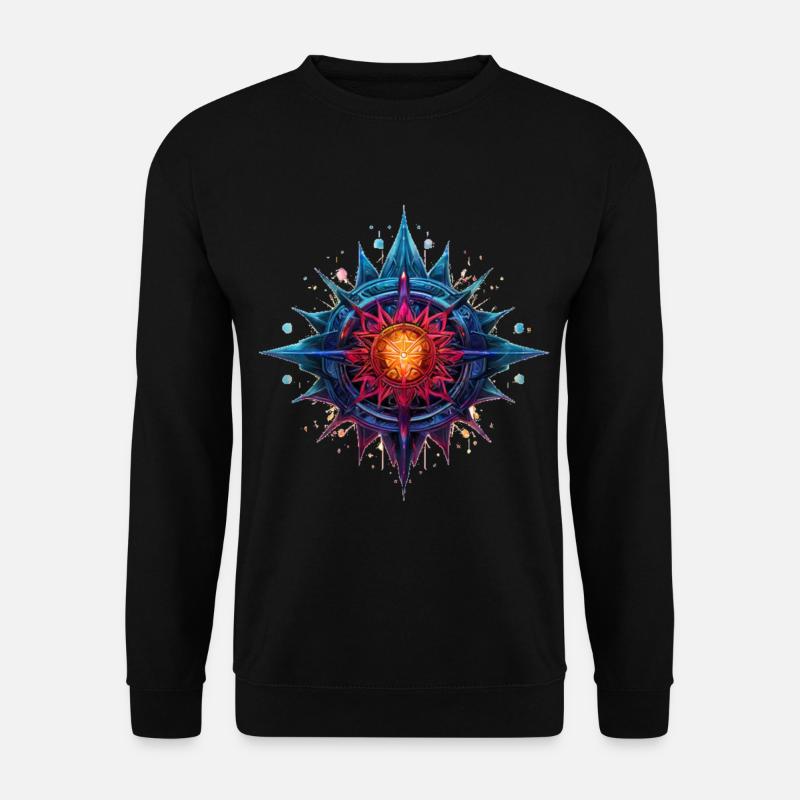 Bunte Blume oder Stern - Unisex Pullover - Schwarz