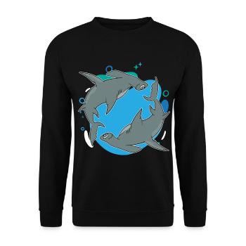 Sea Animal Ocean Animal Shark Gift Requin-marteau - Sweat-shirt Unisexe - noir - Devant - Alina (178cm) & Michal (187cm)