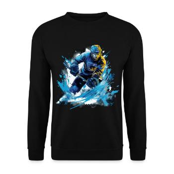 Eishockey Spieler - Cooles Vintage Eishockey Grafi - Unisex Pullover - Schwarz - Vorne - Alina (178cm) & Michal (187cm)