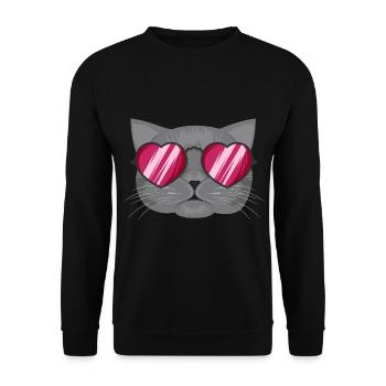 Love Cats / Katzenliebe - Unisex Pullover - Schwarz - Vorne - Alina (178cm) & Michal (187cm)