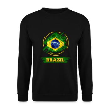 Soccer country flag of Brazil - Unisex Sweatshirt - black - Front - Alina (178cm) & Michal (187cm)
