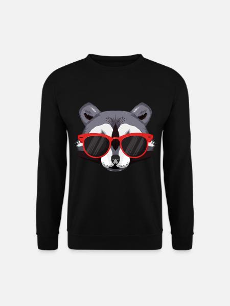 Waschbär mit Sonnebrille - Unisex Pullover - Schwarz