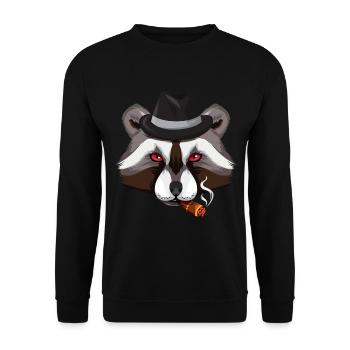 Mafia Waschbär - Unisex Pullover - Schwarz - Vorne - Alina (178cm) & Michal (187cm)