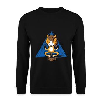 Meditation Horse (Pferd) - Unisex Pullover - Schwarz - Vorne - Alina (178cm) & Michal (187cm)