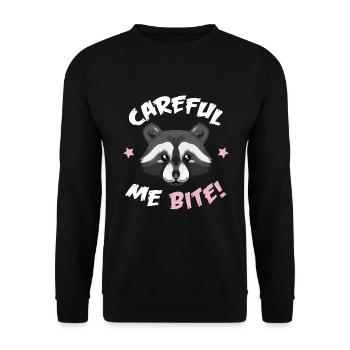Waschbär - Vorsicht ich beiße - Unisex Pullover - Schwarz - Vorne - Alina (178cm) & Michal (187cm)