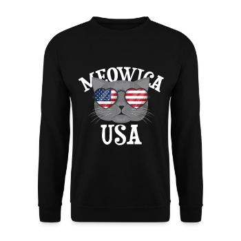 Meowica USA Cat (cat) - Unisex Sweatshirt - black - Front - Alina (178cm) & Michal (187cm)