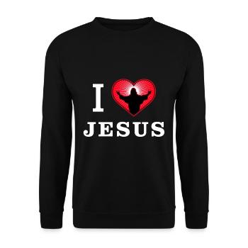 Ich liebe Jesus Christus - Unisex Pullover - Schwarz - Vorne - Alina (178cm) & Michal (187cm)