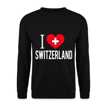 I Love Switzerland / Schweiz - Unisex Sweatshirt - black - Front - Alina (178cm) & Michal (187cm)