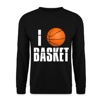 ICH LIEBE BASKETBALL. Basketball-Enthusiasten - Unisex Pullover - Schwarz - Vorne - Alina (178cm) & Michal (187cm)