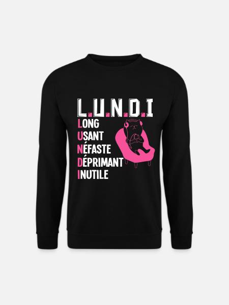 LUNDI. Définition humoristique. - Sweat-shirt Unisexe - noir