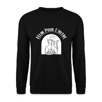 Félin Pour L'autre.Jeu de mot couple, chat amour - Sweat-shirt Unisexe - noir - Devant - Alina (178cm) & Michal (187cm)