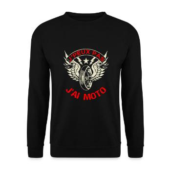 Motard humour, passion Moto. Idée cadeau - Sweat-shirt Unisexe - noir - Devant - Alina (178cm) & Michal (187cm)
