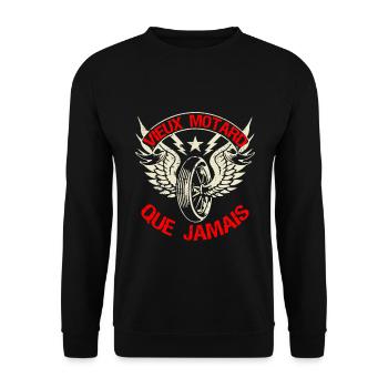 Vieux motard que jamais. Jeu de mots motard humour - Sweat-shirt Unisexe - noir - Devant - Alina (178cm) & Michal (187cm)