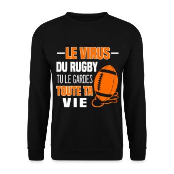 The Rugby virus you keep it all your life. Fan - Unisex Sweatshirt - black - Front - Alina (178cm) & Michal (187cm)