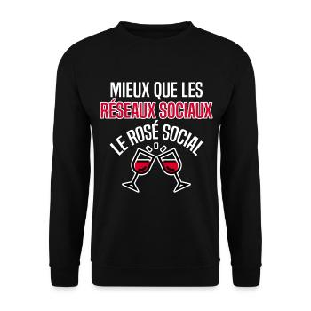Mieux que les réseaux sociaux, le rosé social. - Sweat-shirt Unisexe - noir - Devant - Alina (178cm) & Michal (187cm)