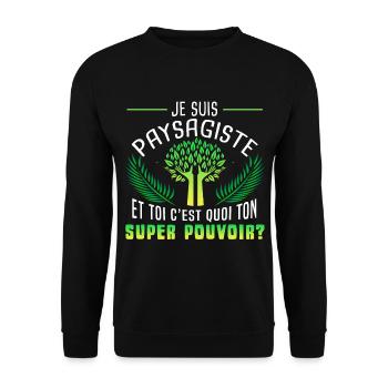 Je suis paysagiste, Humour métier, pouvoir - Sweat-shirt Unisexe - noir - Devant - Alina (178cm) & Michal (187cm)
