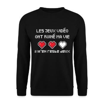 Les jeux vidéo ont ruiné ma vie Humour Geek.Gaming - Sweat-shirt Unisexe - noir - Devant - Alina (178cm) & Michal (187cm)