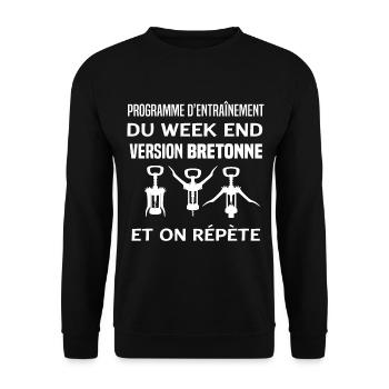 programme entraînement humour alcool Bretagne - Sweat-shirt Unisexe - noir - Devant - Alina (178cm) & Michal (187cm)